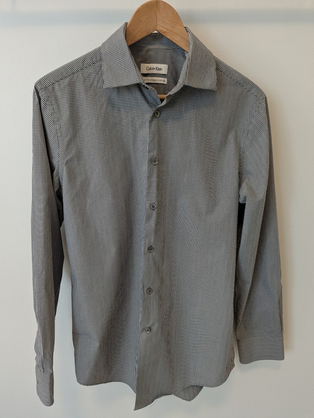 Calvin Klein Men's Small-Check Grey Dress Shirt